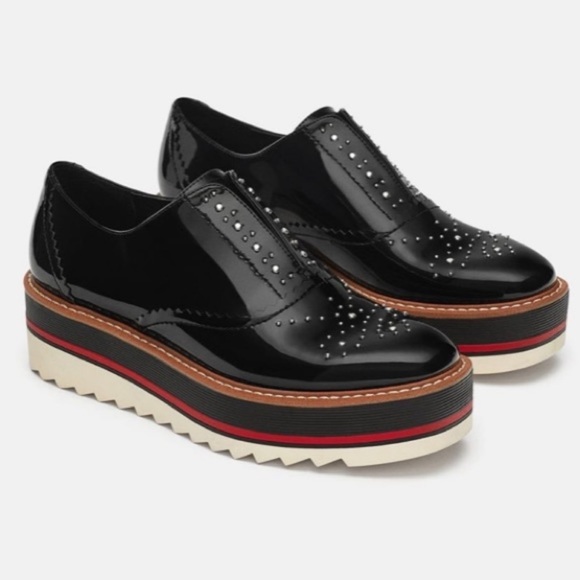 Zara Shoes - NWOB ZARA WOMAN STRIPED PLATFORM STUDDED LOAFER